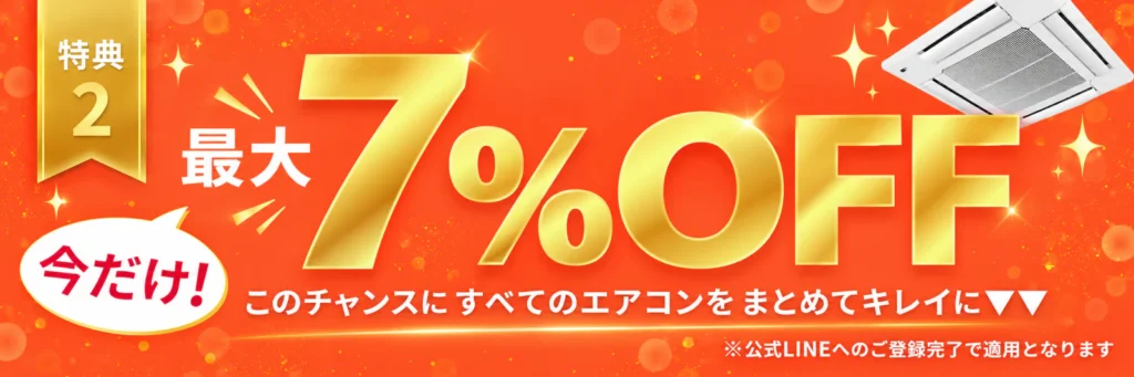 業務用エアコンクリーニング最大7％OFFキャンペーン